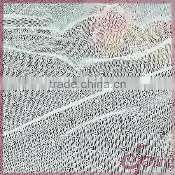White Geometric Small Flower Elastic Lace Tricot Fabric, Decorative Bridal Lace Fabrics photo-4