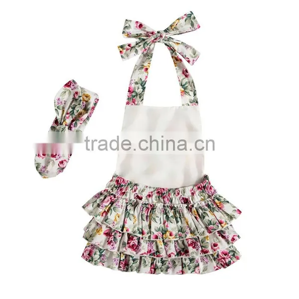 Manufacturers Overseas Baby Boutique Clothes Headband Sets Organic Cotton Floral Sling Romper For The Newborns photo-5