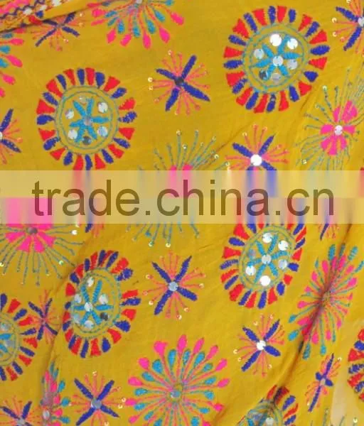 Yellow PHULKARI GEORGETTE DUPATTA SHAWL Stole photo-3