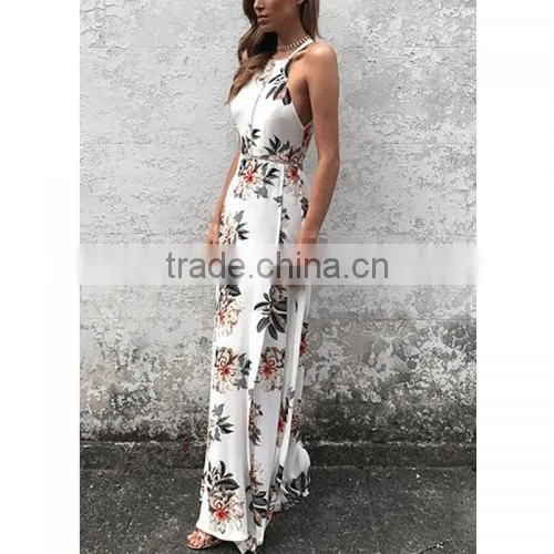 2017 New Side Slit Dress Summer Beach Fashion Chiffon Women Long Dress photo-2