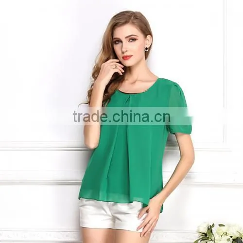 Chiffon Short Sleeve Blouses Womens Blouses 2017