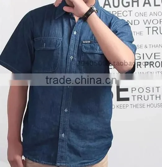 Big Yards of Cotton in the Summer of Men's Denim Shirts With Short Sleeves photo-2
