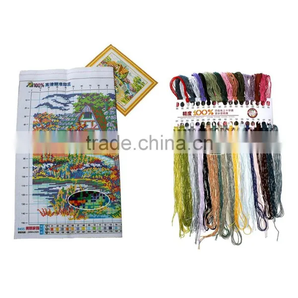 China Wholesale Multicolor Rectangle Chinese House Cross Stitch Kit photo-2