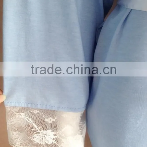 Modal High Quality Lace Bridal Robe Lace Trim Sleeve photo-3