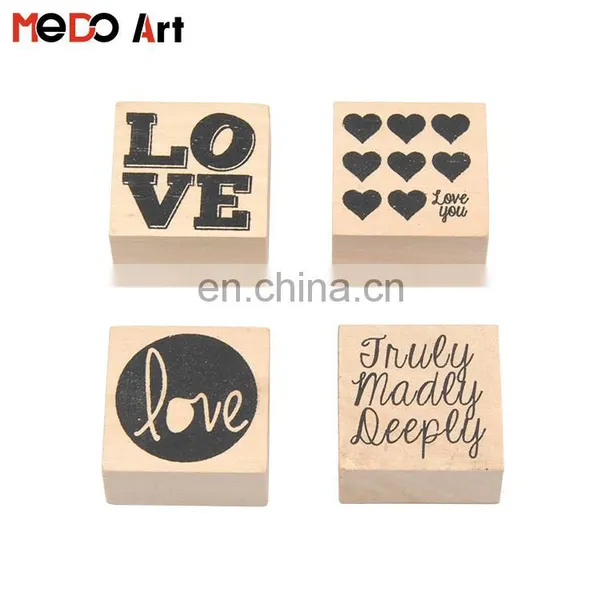 Box Package DIY Creative Rubber Wooden Handle Love Stamp Set of 4 photo-3