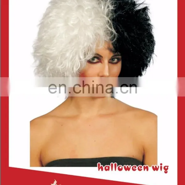 Half Dyed White and Half Dyed Black Human Hair Lace Front Wig for Women