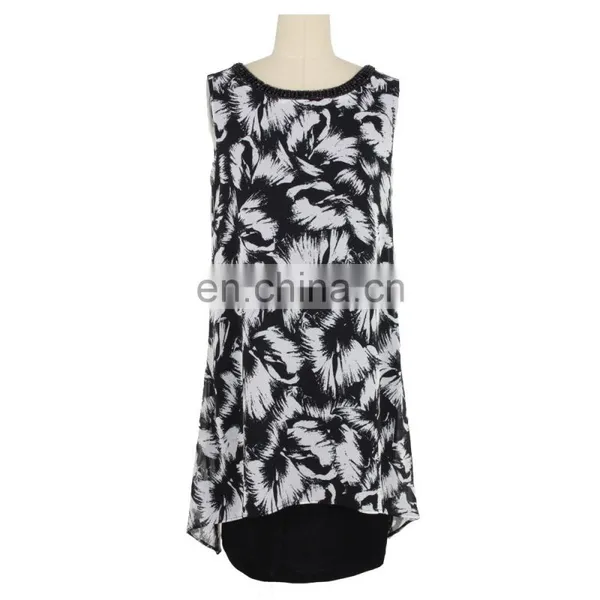 Floral Print Neck Trim Old Lady Tunic Guangzhou Manufacturer photo-3