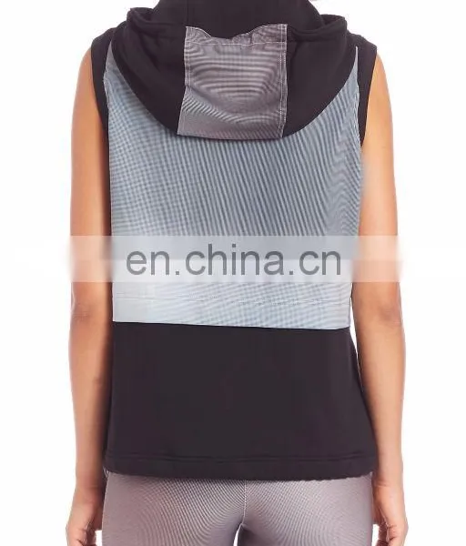Two Tone Wholesale Spring Tall Hoodies Sleeveless Slim Fit Tracksuits for Men photo-3