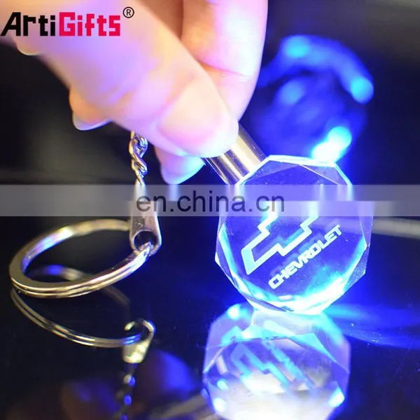 Custom Lucky Laser Engraving Glass Bottle Photo Crystal Led Light Keychain With Charms photo-4