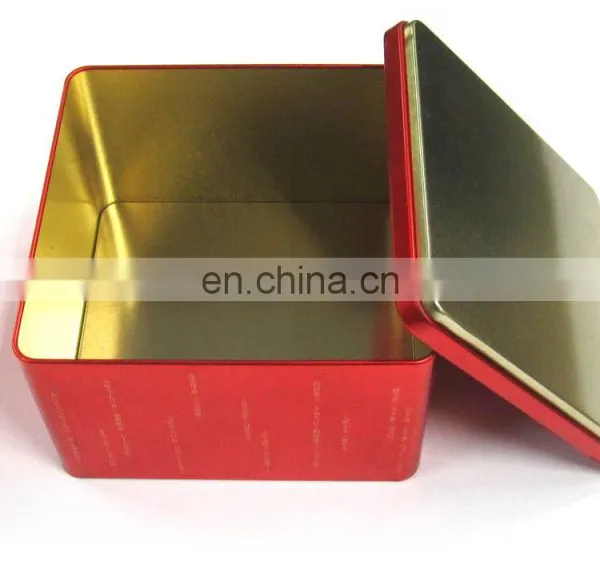 Big Square Tin Box Red Color With Emboss Chinese Language photo-2