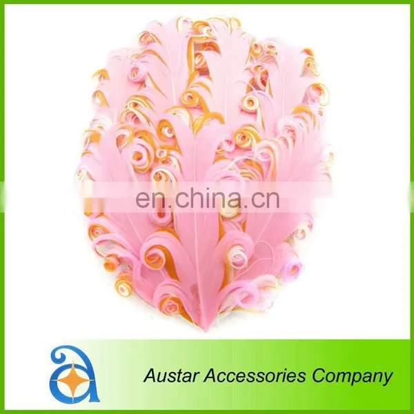 3 Tones TOURQUOISE/LIME/WHITE Curly Goose Feather Pads,Nagoire Feather Pads for Baby DIY Headband photo-5