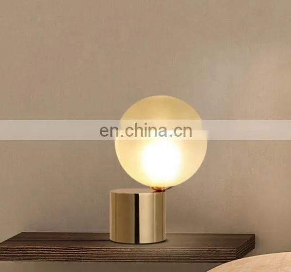 Home Decorative Bedside Lamp Brass Gold Base Round Glass Table Lamp for Living Room photo-2