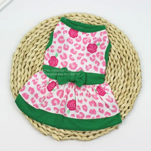 Cross-border Hot Dog Dress Pet Clothes Summer New Skirt Flower Print Wholesale Animal Supplies photo-5