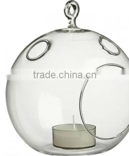 Hanging clear glass candle holders