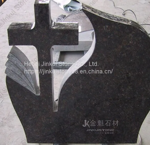 Black Granite Custom Cross Tombstone photo-2