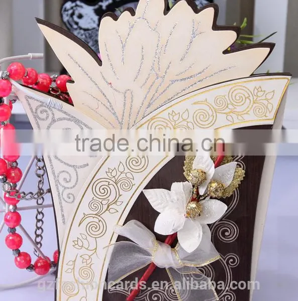Special Product Flower Shaped Vintage Pakistan Style Wooden Wedding Invitations photo-2
