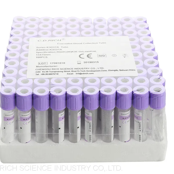 EDTA Tube Whole Blood Tubes Evacuated Blood Collection EDTA K2/ EDTA K3 Tubes, Test Tube for Blood Sample Colletion (CE) photo-3