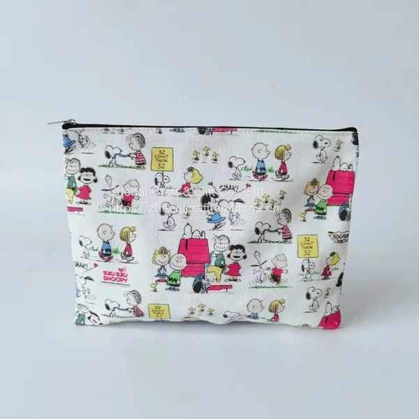 Lovely Cartoon Printed Cotton Canvas Zippered Bags photo-2