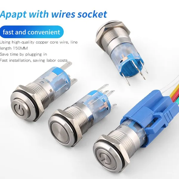 Ip67 19mm Flat Head 1 Normally Open and 1 Normally Close 250v Push Button Momentary Switch photo-5