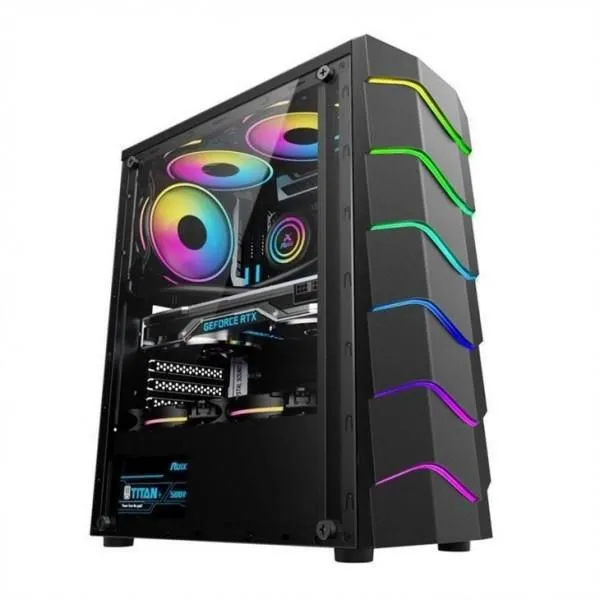 ARTSHOW Luminous Computer Case, Wave LED Strip Front Panel, ARGB Light Effect,Support Water-cooled Radiator
