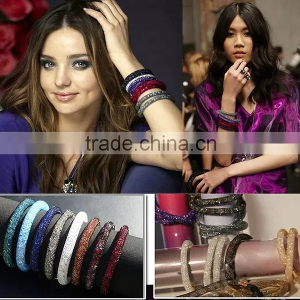 Hot Sale Stardust Mesh Single Wrap Bracelets With Crystal Stones Filled Magnetic Clasp Charm Wristband Bangles photo-6