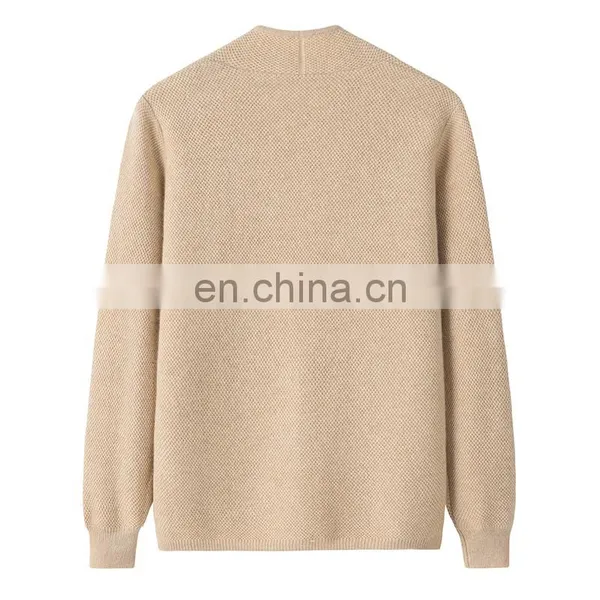 Women's Latest Design Deep V Neck Single Breasted Thick Jacquard Knitted Cashmere Sweater Casual Style for Winter photo-2