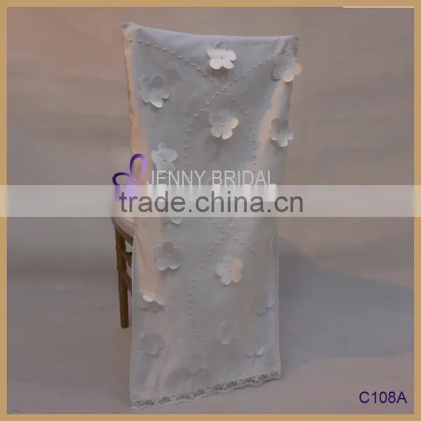 C121A Crushed Organza Wedding Universal Cheap Chair Covers for Sale photo-4