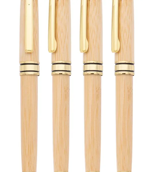 Customized LOGO Bamboo Pen With Metal Parts and Black Ink for Company Gift, Exhibition Use