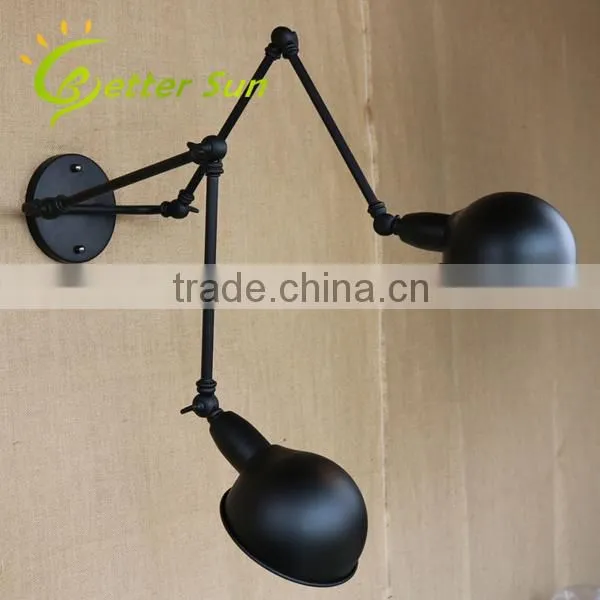 Double-headed Adjustable Swing Arm Black Iron Interior LED Wall Light photo-5
