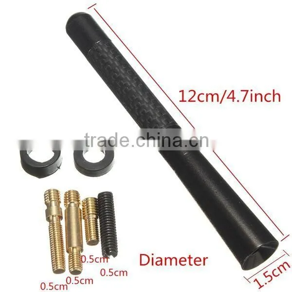High Quality 4.72inch Universal Short Aluminum Auto Car Radio AM FM Carbon Fiber Antenna Replacement Screw Color Black photo-4