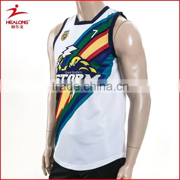Custom Sublimation Printing Singlet Rugby Sleeveless Jersey Wholesales photo-3