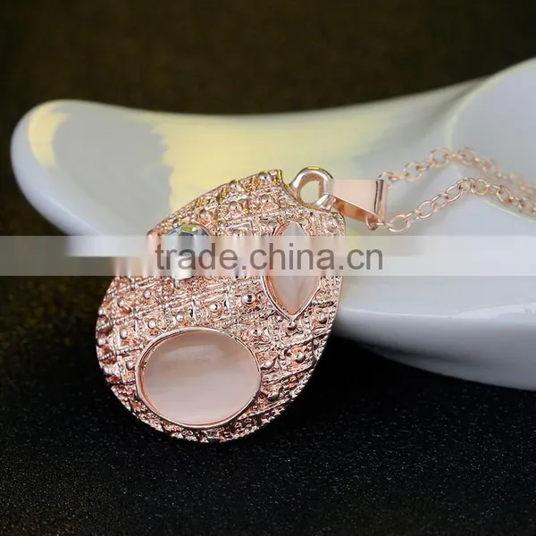 Lovely 18K Rose Gold Plated Opal Jewelry Fashion Necklace and Earring Set photo-5