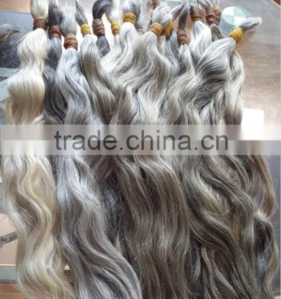 Raw Grey Hair Bulk Real Virgin Hair Unprocessed Grey Hair Extension photo-2