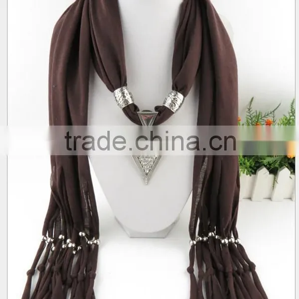 2015 Lovely New Arrival Hot Selling Ladies' Scarf Brand Big Cotton Lady Scarf Full Diamond Triangle Alloy Pendant Jewelry Scarf photo-4