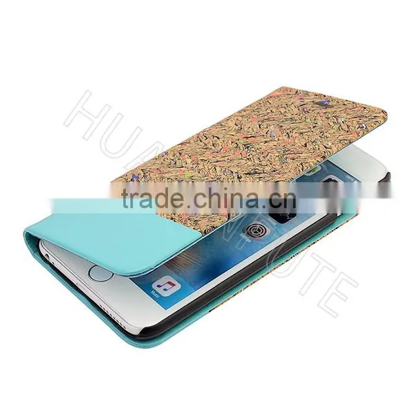 Book Style Real Wooden and PU Leather Coating Flip Cellphone Case for IPhone 6s photo-4