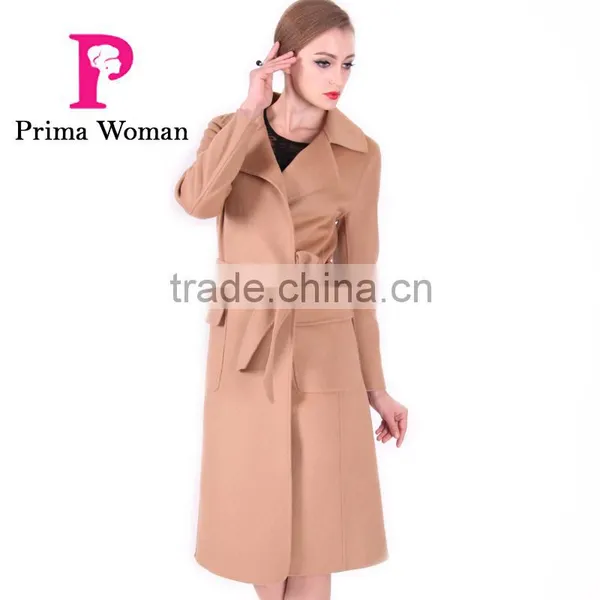 2016 New Design Fashion Women Length Slim Fit Wool Coat With Belt photo-5