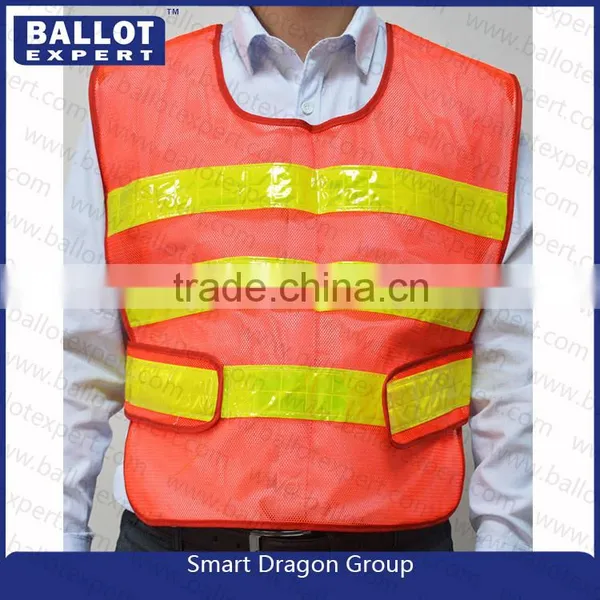 China Mesh Polyester Fluorescent Fabrics Red Construction Safety Vest in Competitive Price photo-2