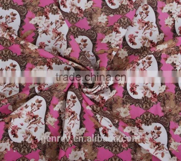 Polyesteter Fabric Printing Digital Fabric Printing 100polyester Flower Printed Fabric photo-2