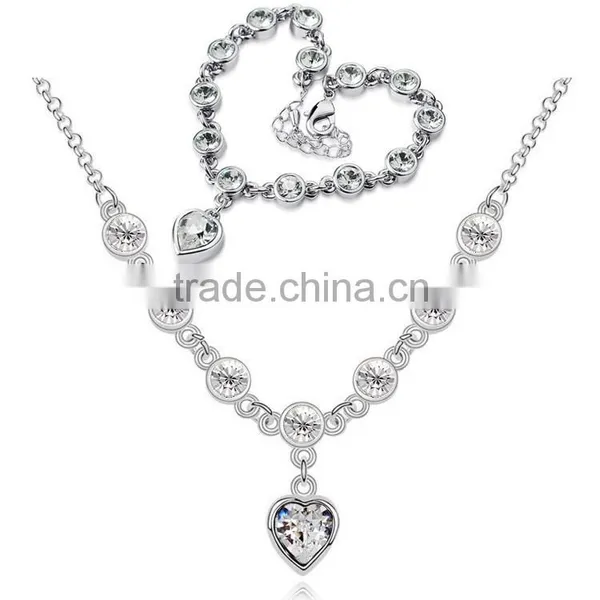 Silver Exquisite Necklace and Bracelet With White Beads Silver Jewelry Set
