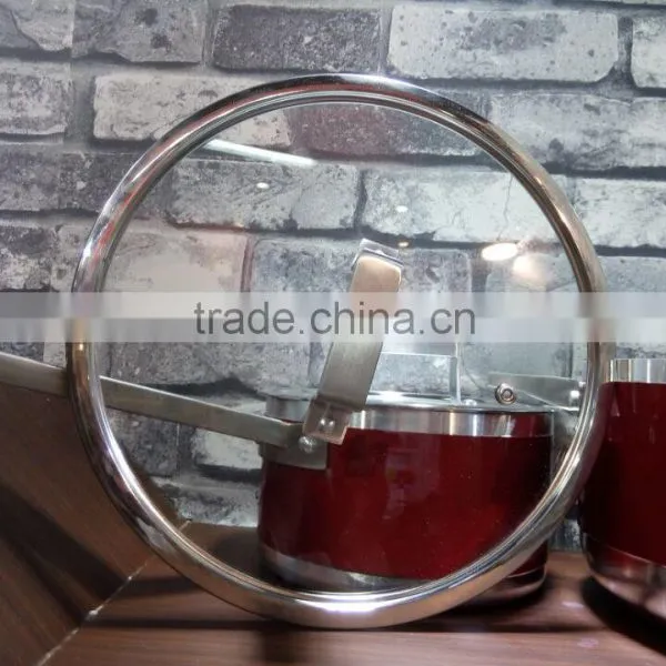 Red Aluminum Non-stick Saucepan Sauce Cooking Noodle Pasta Soup Pot With Glass Lid photo-4