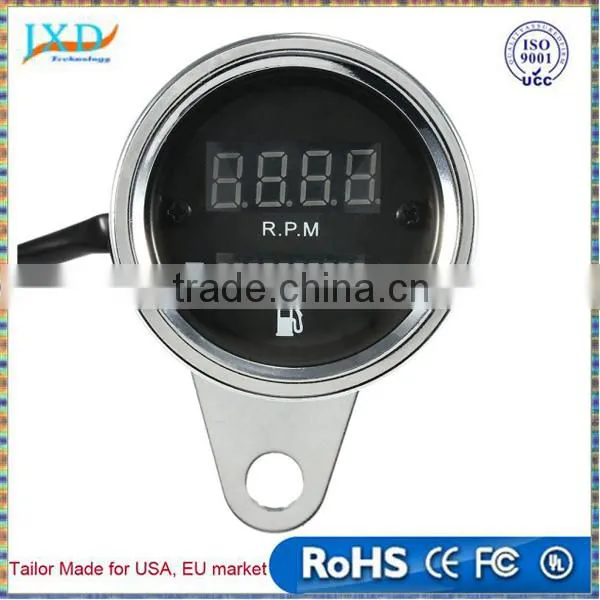 12V Motorcycle Digital 2 in 1 Tachometer RPM Shift Meter Fuel Gauge Meter with Digital LED Indicator