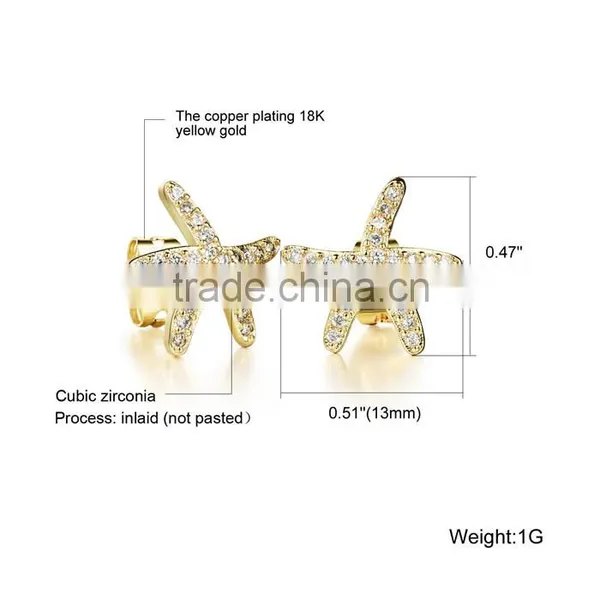 Professional China Supplier Zircon Rhodium Plated Starfish Earring photo-6