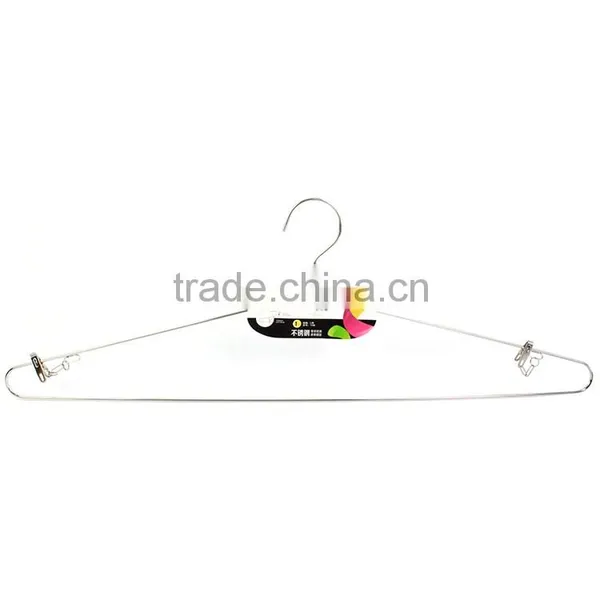 Big Metal Stainless Steel Wire Clothes Hanger With 2 Cllips photo-2