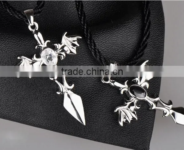 Large Hammered Cross Pendants 925 Sterling Silver Pendant With CZ Diamond photo-2