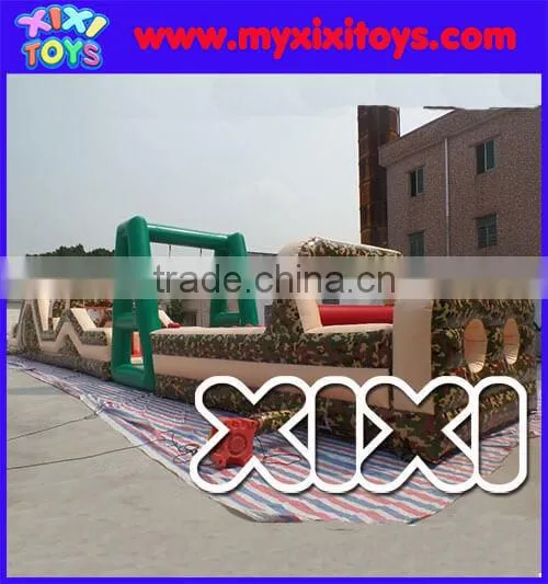 Military Color Cheap Inflatable Obstacle Course Slide for Kids and Adults