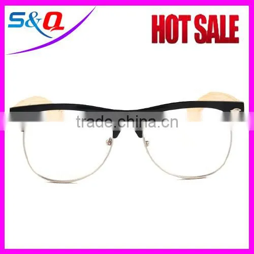 Plastic Frame Transparent Optical Lens Bamboo Temple Glasses