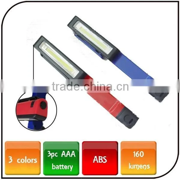 Hot sell 180 degree adjustable led pocket work light powered by 3pc AAA battery COB pen light with magnet clip
