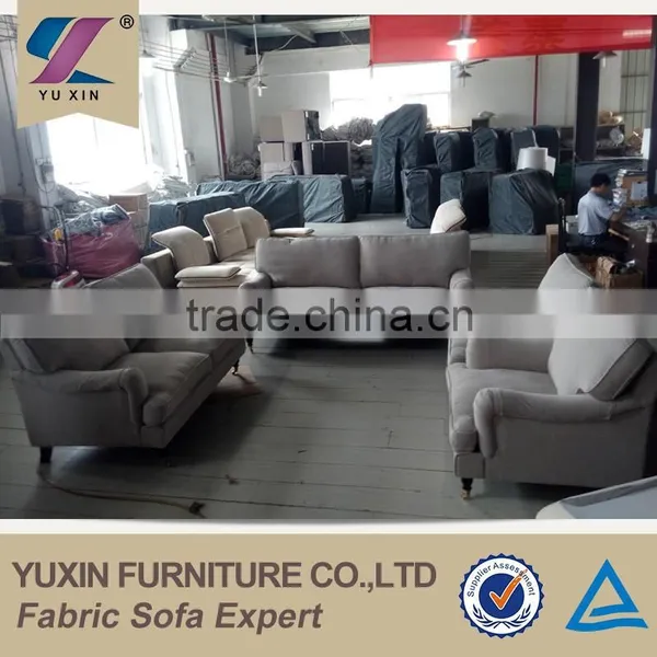 Beige Linen Sofa With Metal Rolling Castor photo-3