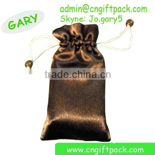 Yellow Promotional Satin Gift Packaging Pouch Bag Embroidered Logo photo-6
