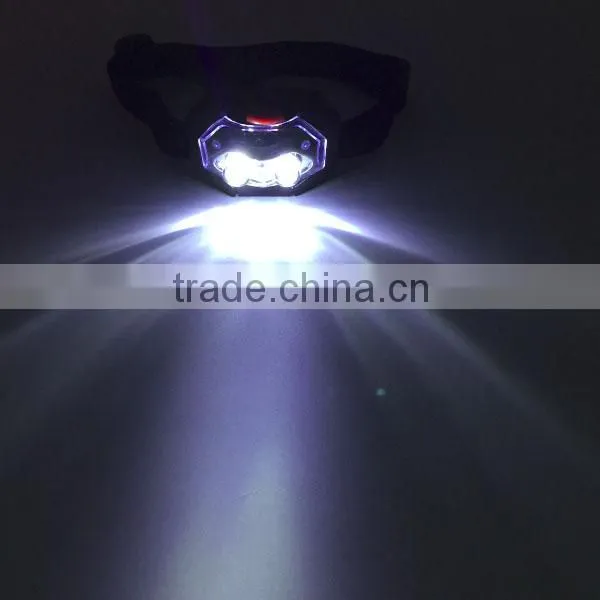 T03 1red Led + 2 LED Plastic Headlight Waterproof Outdoor Camping Head Torch 3*AAA Battery Led Headlamp photo-6